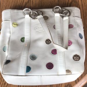 Coach RARE White Polka Dot Lunch Gallery Tote GUC